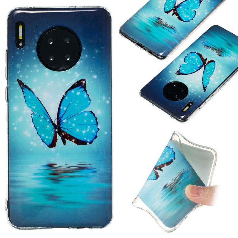 Deksel Huawei Mate 30 Pro Mobildeksel Fluorescerende Blå Sommerfugl