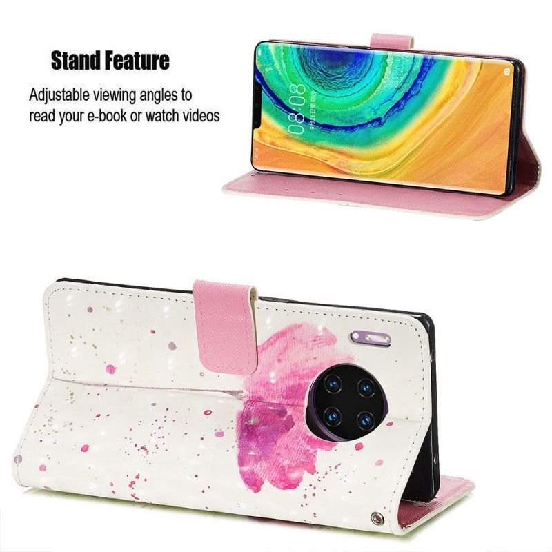 Folio Deksel Huawei Mate 30 Pro Akvarellvalmue