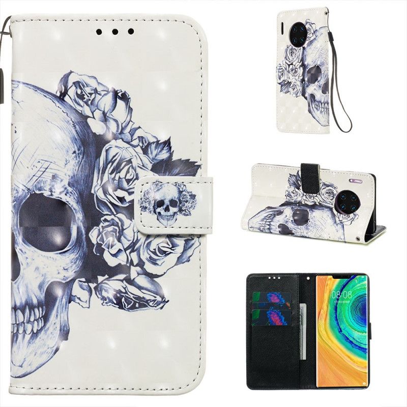 Folio Deksel Huawei Mate 30 Pro Blomsterhodeskalle Anti-fall