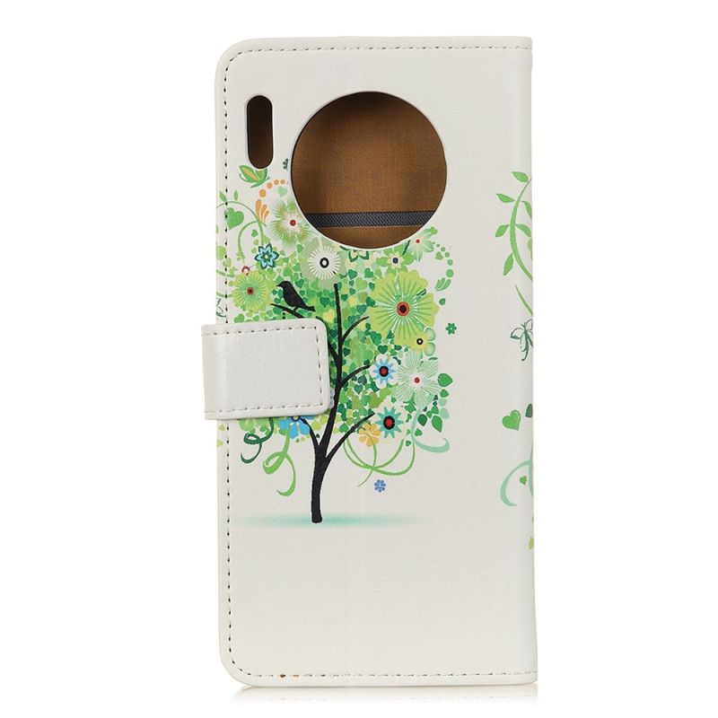 Folio Deksel Huawei Mate 30 Pro Lyseblå Blomstrende Tre