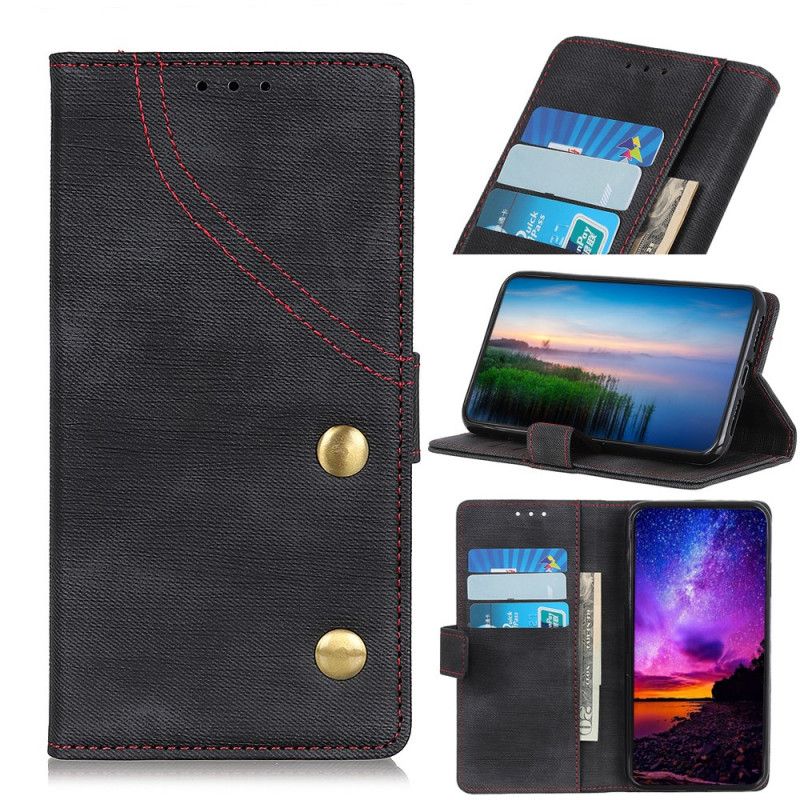 Folio Deksel Huawei Mate 30 Pro Svart Jeans-Knapper