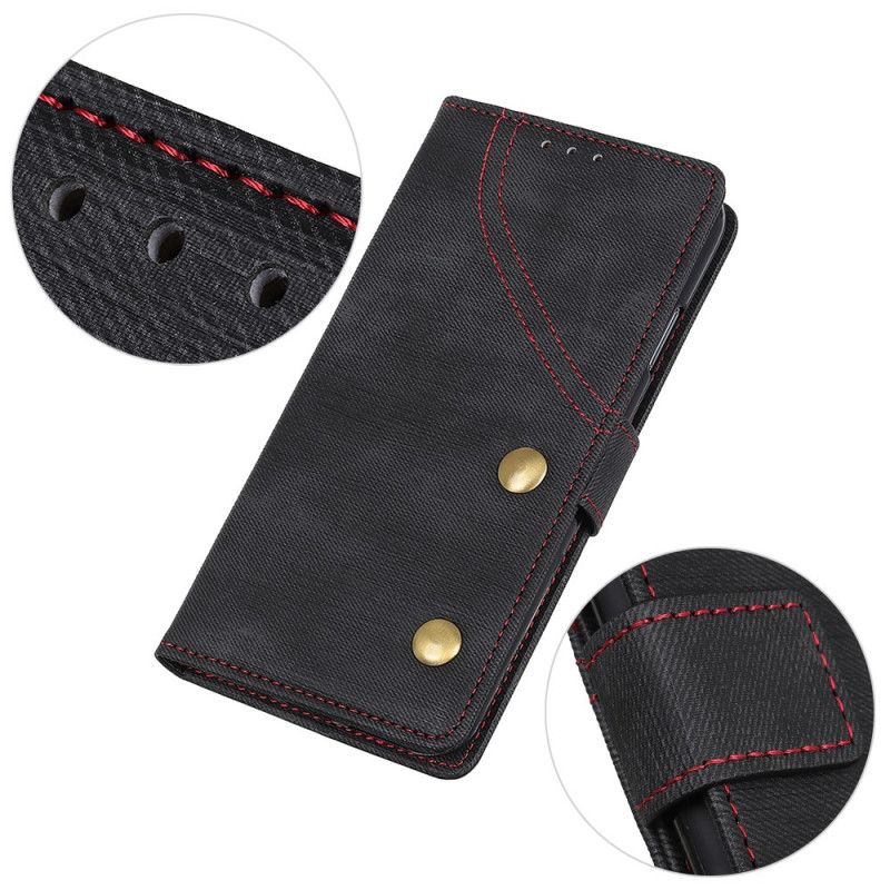 Folio Deksel Huawei Mate 30 Pro Svart Jeans-Knapper