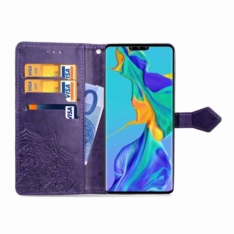 Folio Deksel Huawei Mate 30 Pro Svart Middelaldrende Mandala