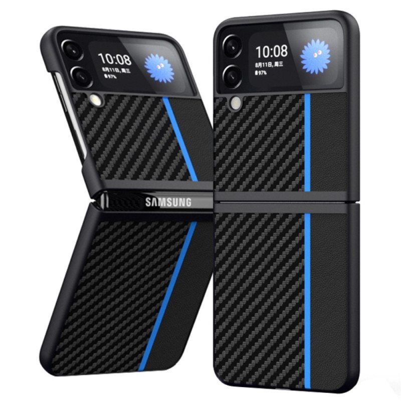 Deksel Til Samsung Galaxy Z Flip 4 Folio Deksel Karbonfiberlinje