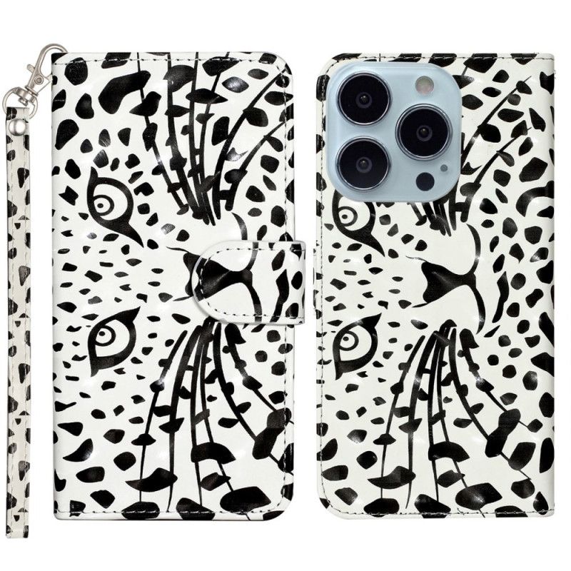 Folio Deksel Til iPhone 16 Pro Max Leopardhode Med Stropp