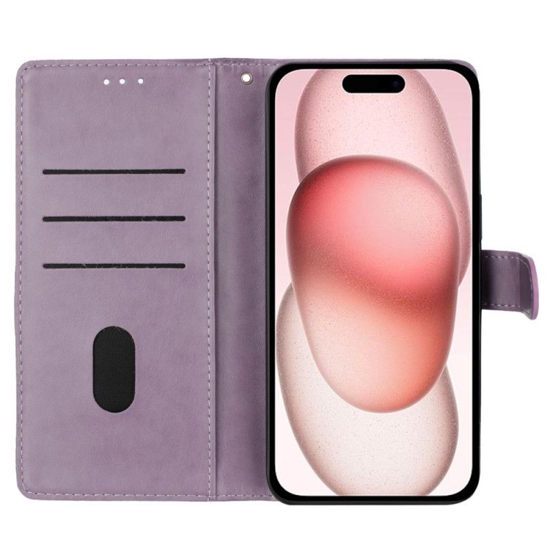 Lærdeksel Folio Deksel iPhone 16 Pro Max Mobildeksel Blomster Og Sommerfugler