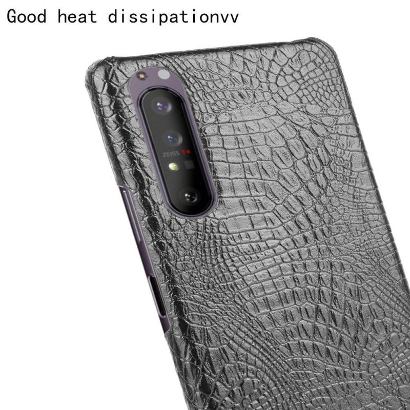 Deksel Sony Xperia 1 II Svart Krokodillehudeffekt