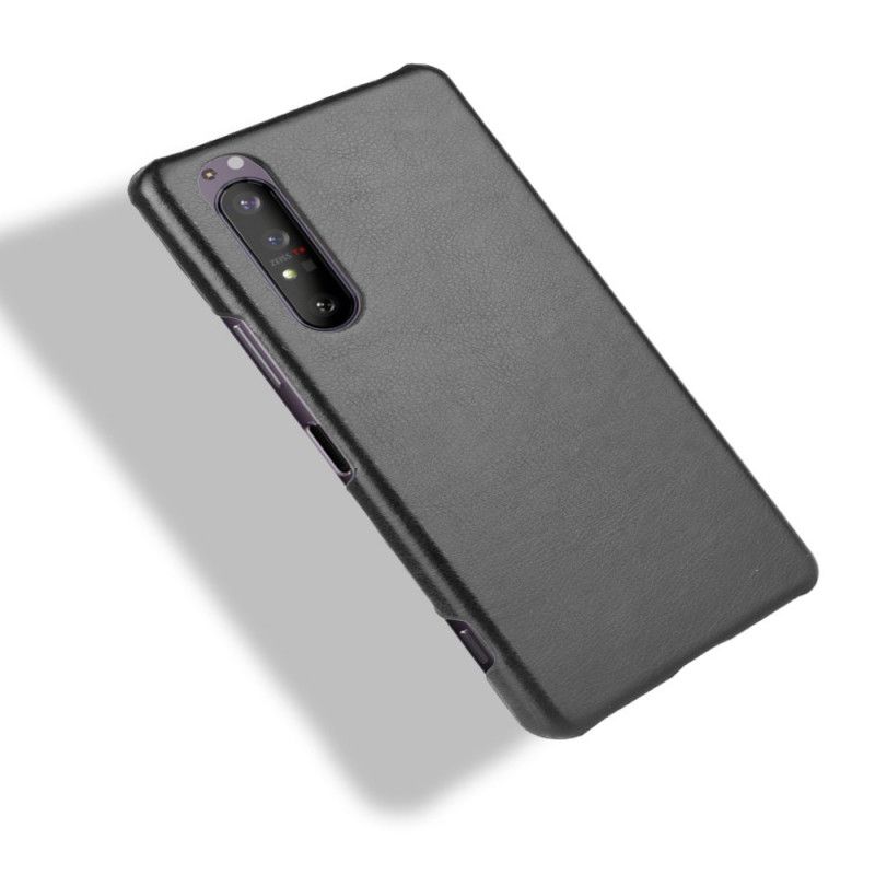 Deksel Sony Xperia 1 II Svart Litchi-Skinneffekt Anti-fall