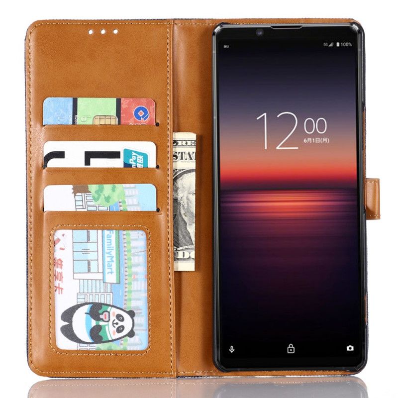 Folio Deksel for Sony Xperia 1 II Svart Oxford Stoff