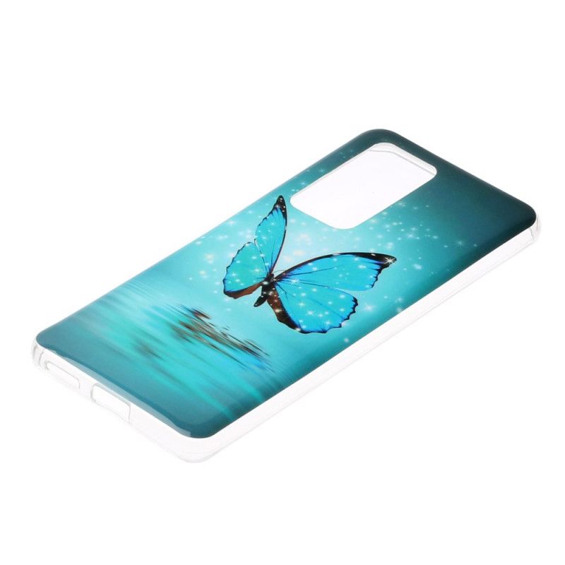 Deksel for Huawei P40 Pro Fluorescerende Blå Sommerfugl