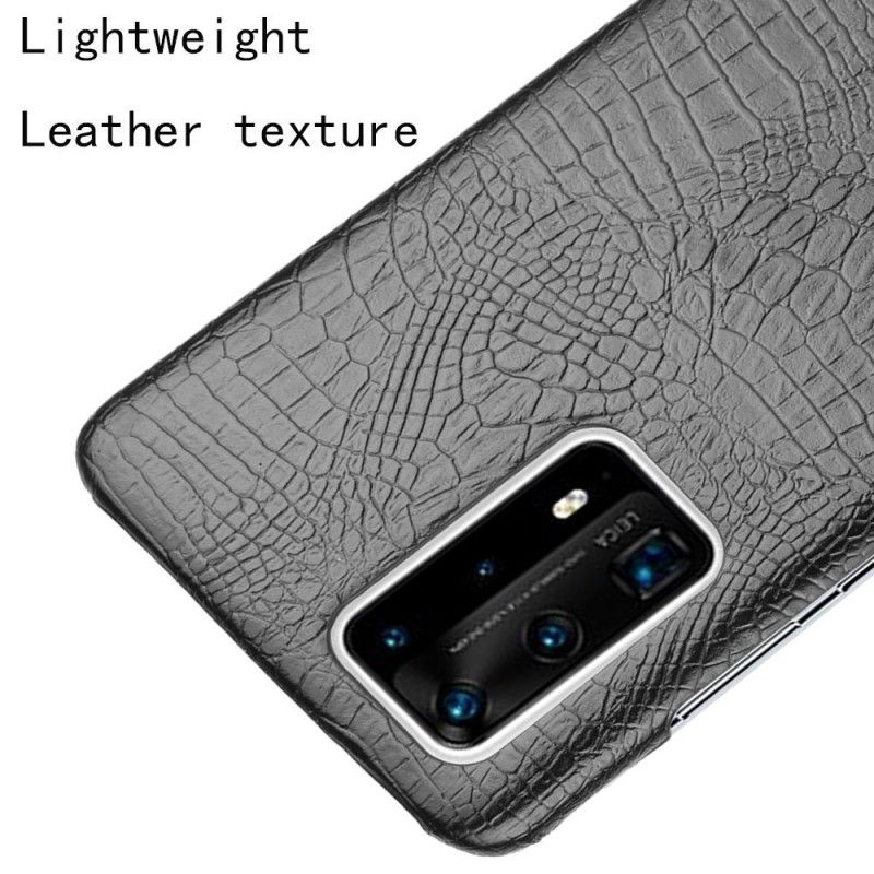 Deksel for Huawei P40 Pro Svart Krokodillehudeffekt