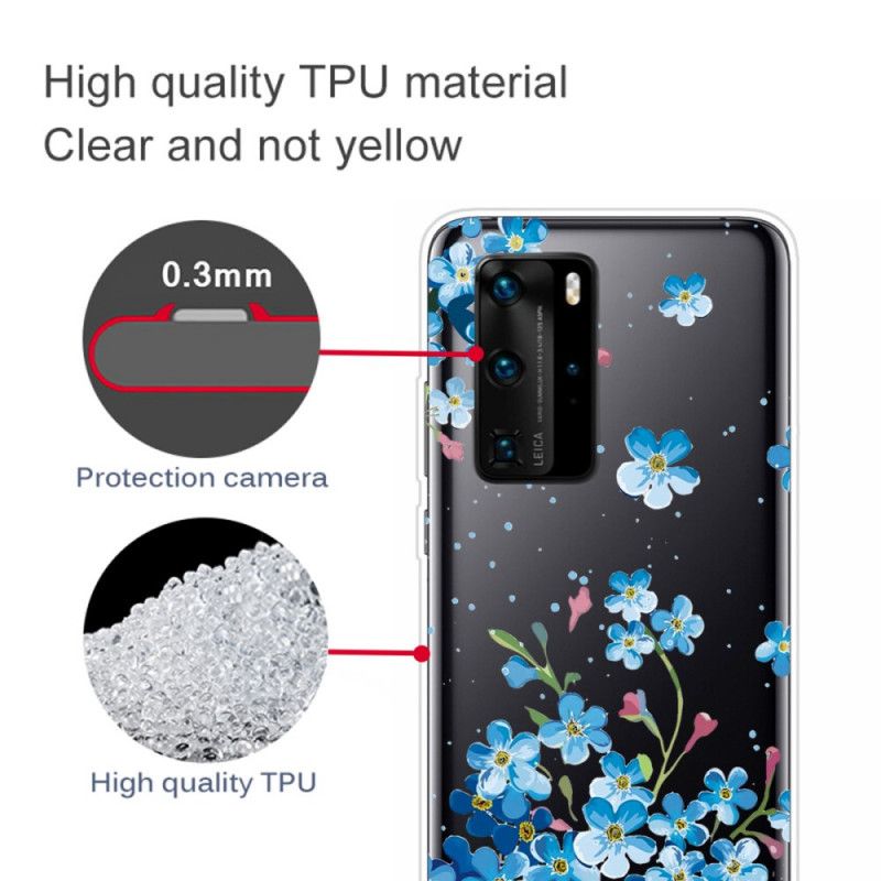 Deksel Huawei P40 Pro Bukett Med Blå Blomster Beskyttelse