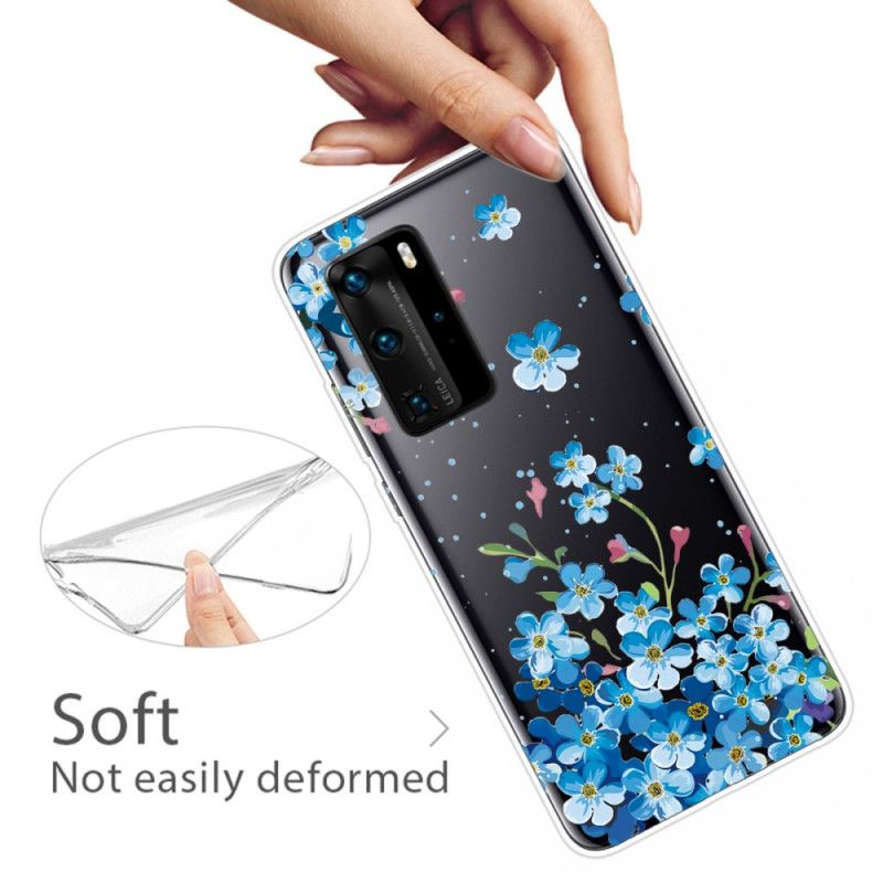 Deksel Huawei P40 Pro Bukett Med Blå Blomster Beskyttelse