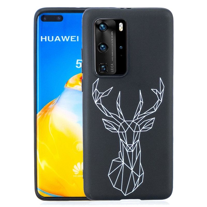 Deksel Huawei P40 Pro Fleksibel Silikon Hjort Grafikk Anti-fall