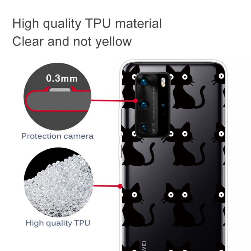 Deksel Huawei P40 Pro Flere Svarte Katter Anti-fall