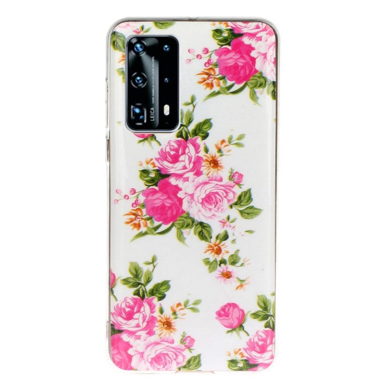 Deksel Huawei P40 Pro Fluorescerende Frihetsblomster Anti-fall