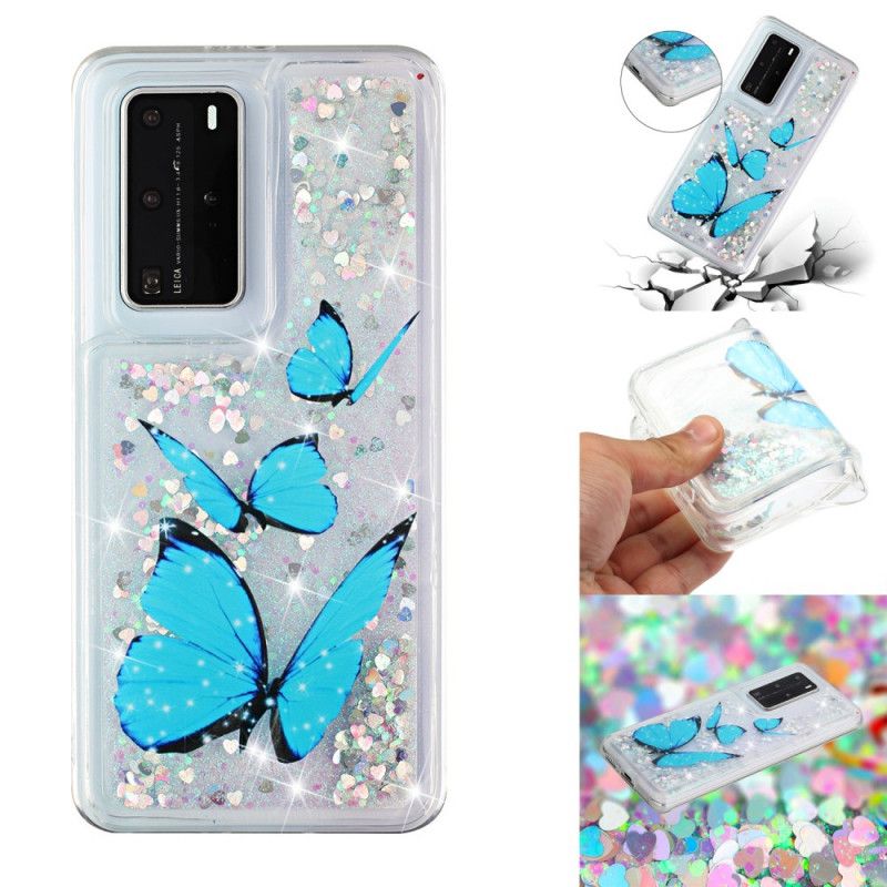 Deksel Huawei P40 Pro Flygende Glitter Sommerfugler