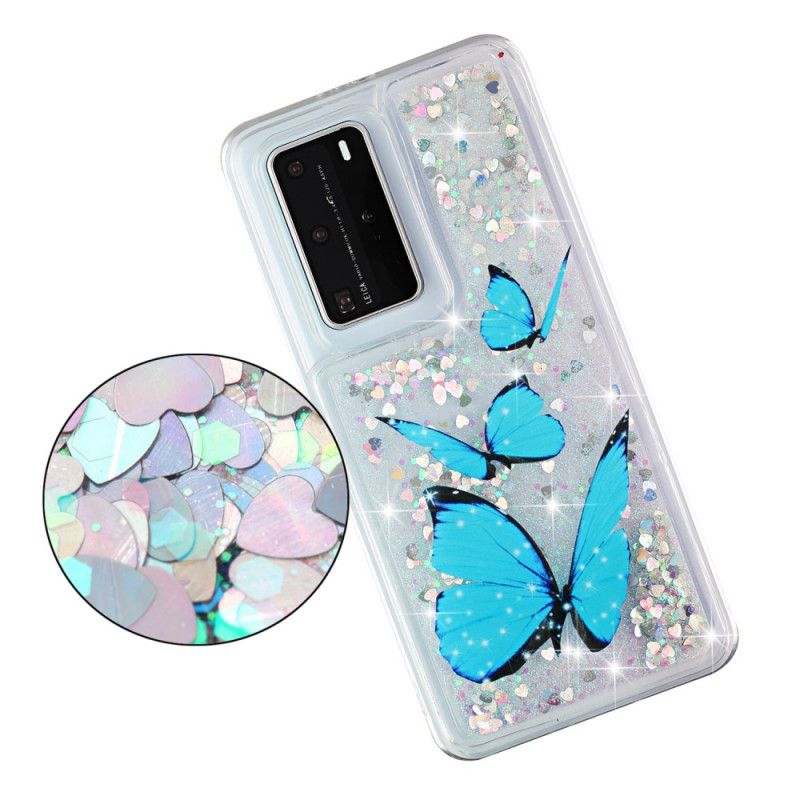 Deksel Huawei P40 Pro Flygende Glitter Sommerfugler