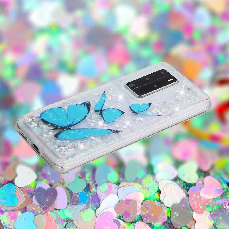 Deksel Huawei P40 Pro Flygende Glitter Sommerfugler