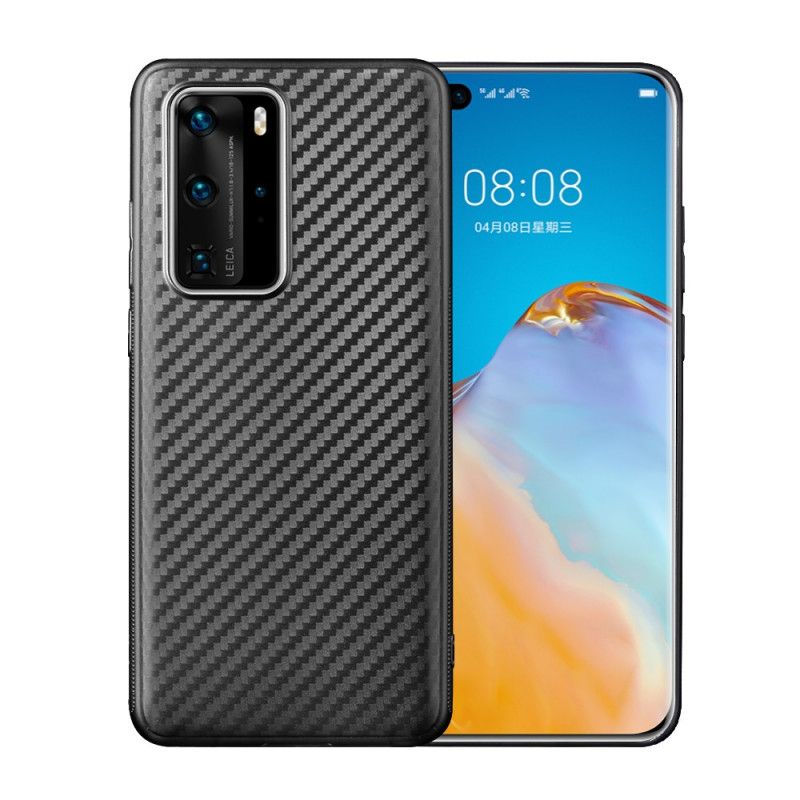 Deksel Huawei P40 Pro Mobildeksel Enkelt Karbonfiber