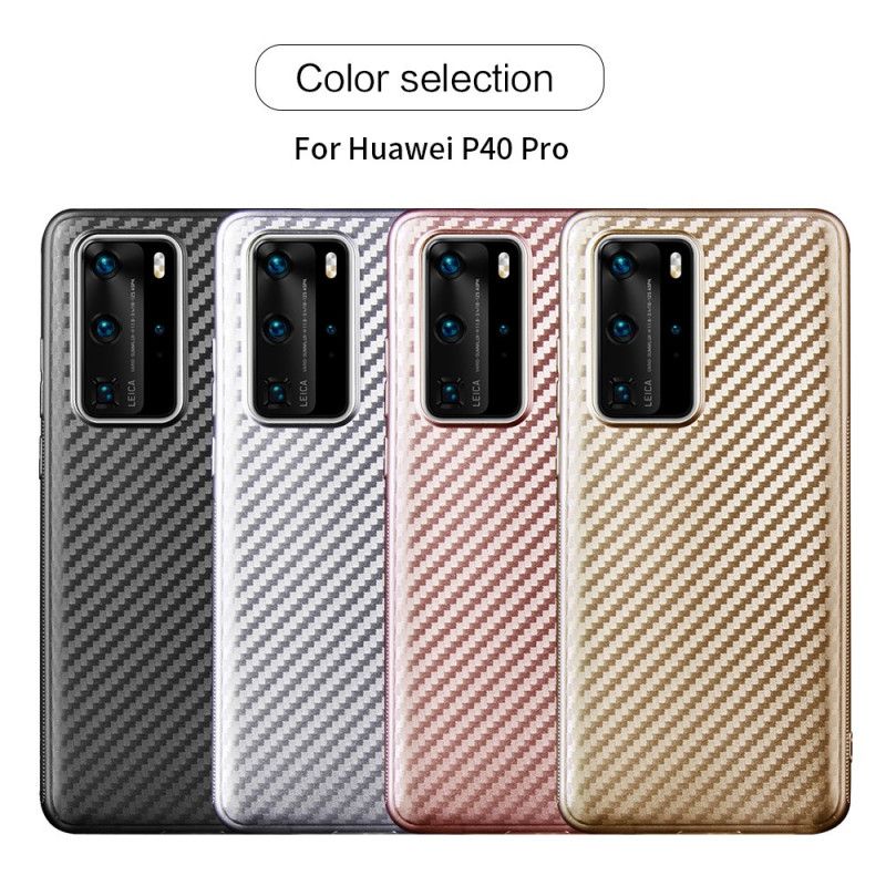 Deksel Huawei P40 Pro Mobildeksel Enkelt Karbonfiber