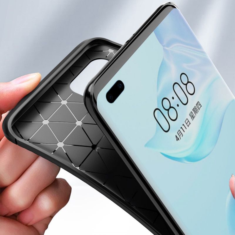 Deksel Huawei P40 Pro Svart Fleksibel Karbonfibertekstur Anti-fall