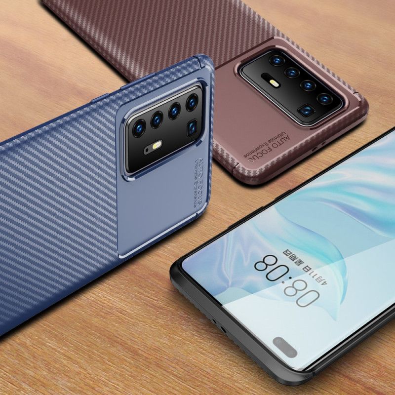 Deksel Huawei P40 Pro Svart Fleksibel Karbonfibertekstur Anti-fall