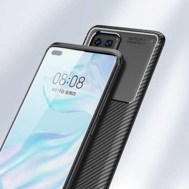 Deksel Huawei P40 Pro Svart Fleksibel Karbonfibertekstur Anti-fall