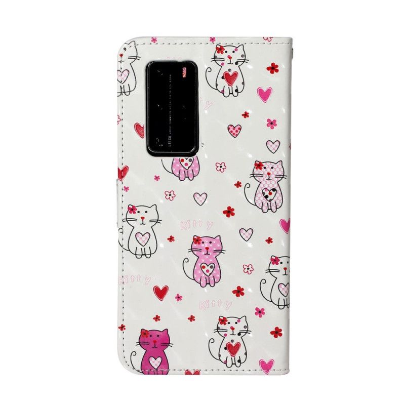 Folio Deksel for Huawei P40 Pro Lette Flekkkatter