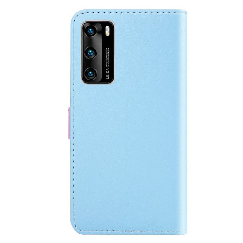 Folio Deksel for Huawei P40 Pro Rosa Trefarget Skinneffekt