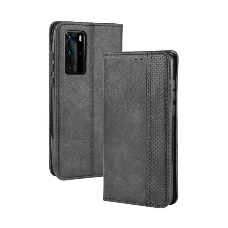 Folio Deksel Huawei P40 Pro Svart Stilisert Vintage-Skinneffekt