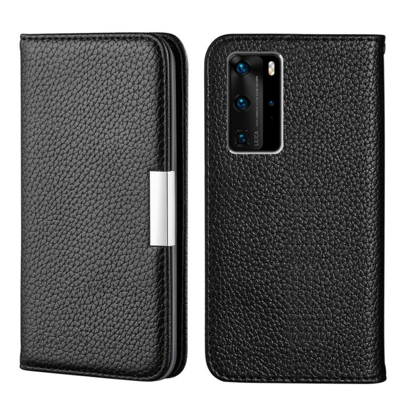 Folio Deksel Huawei P40 Pro Svart Ultra Elegant Lychee Imitert Skinn