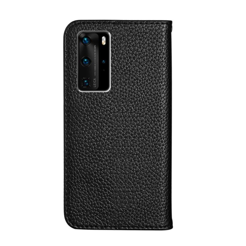 Folio Deksel Huawei P40 Pro Svart Ultra Elegant Lychee Imitert Skinn