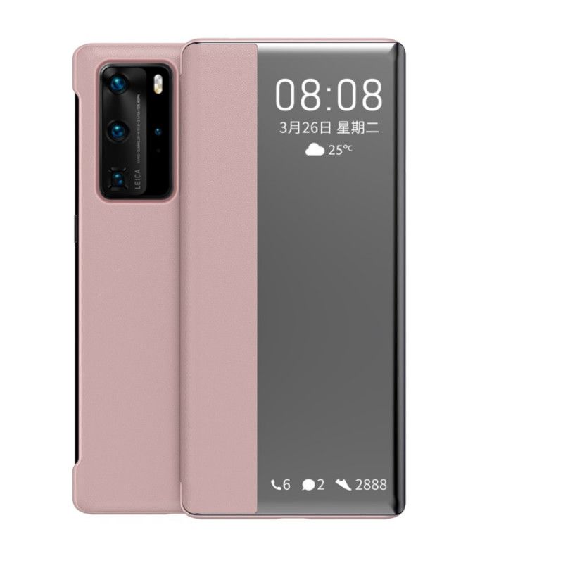 Vis Deksel Huawei P40 Pro Svart Teksturert Kunstlær