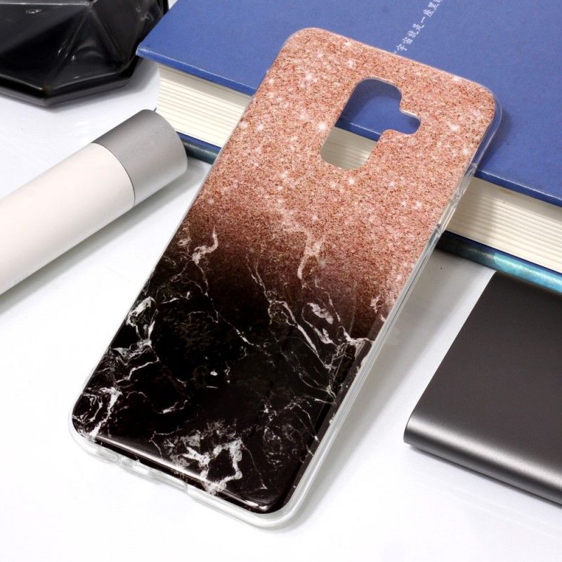 Deksel for Samsung Galaxy A6 Plus Svart Marmorglitter