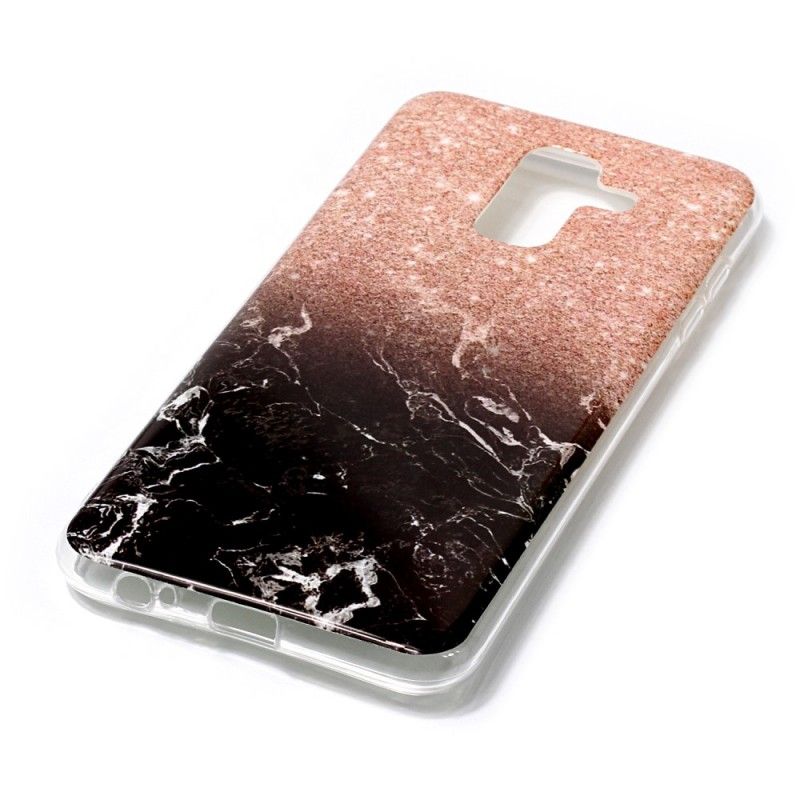 Deksel for Samsung Galaxy A6 Plus Svart Marmorglitter