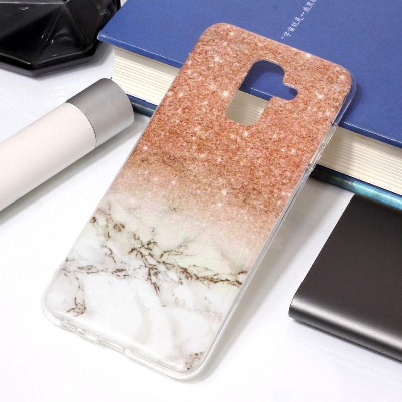 Deksel for Samsung Galaxy A6 Plus Svart Marmorglitter