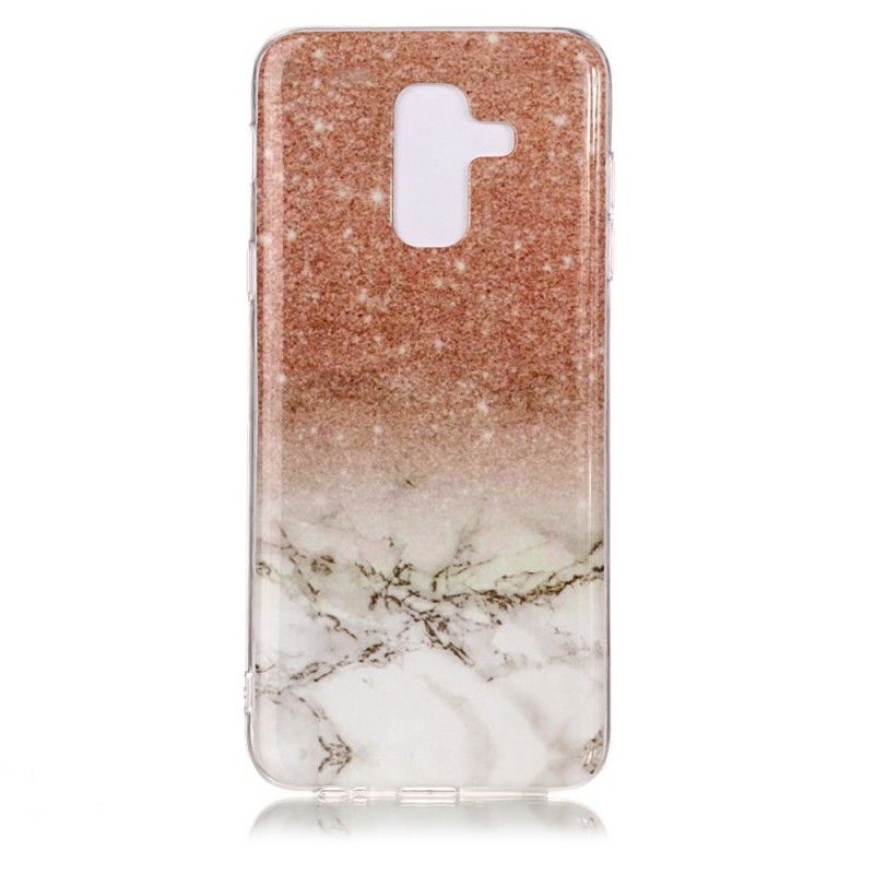 Deksel for Samsung Galaxy A6 Plus Svart Marmorglitter