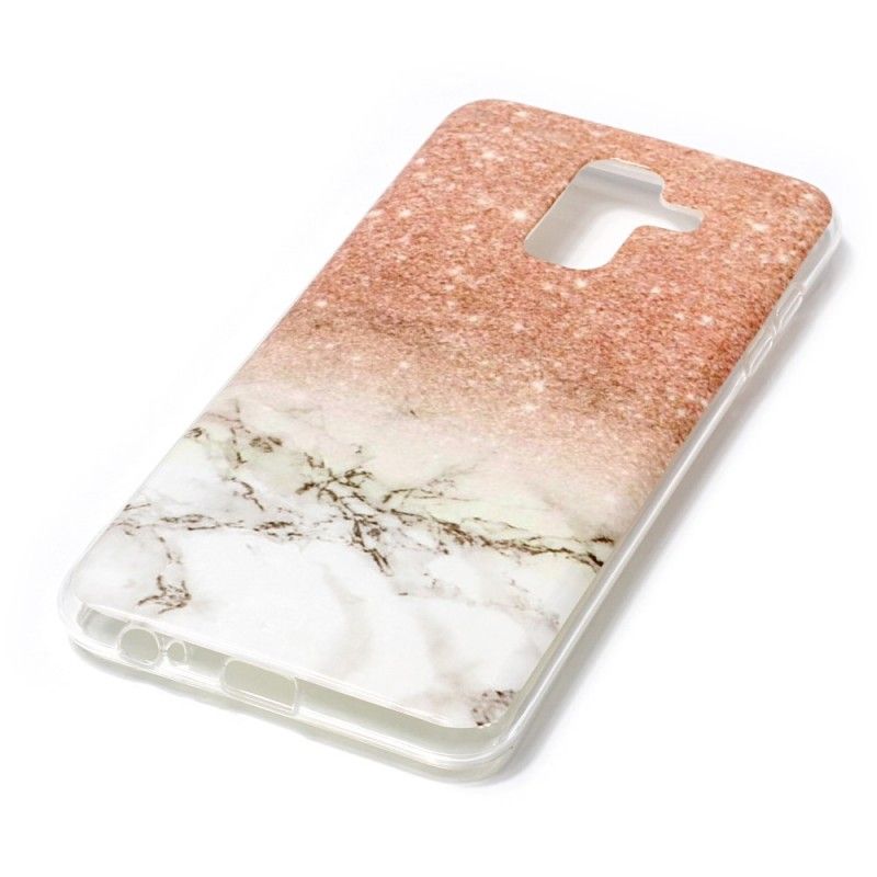 Deksel for Samsung Galaxy A6 Plus Svart Marmorglitter