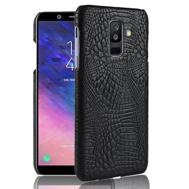 Deksel Samsung Galaxy A6 Plus Svart Krokodillehudeffekt Beskyttelse