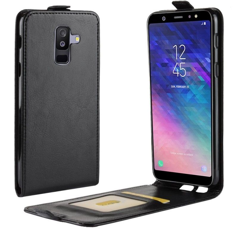 Folio Deksel for Samsung Galaxy A6 Plus Svart Sammenleggbar Skinneffekt