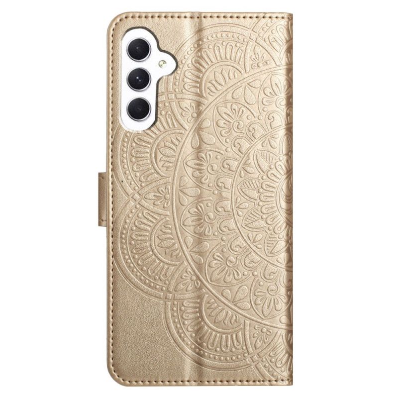 Lærdeksel Folio Deksel Samsung Galaxy A16 5g Mobildeksel Mandala Design Med Snor