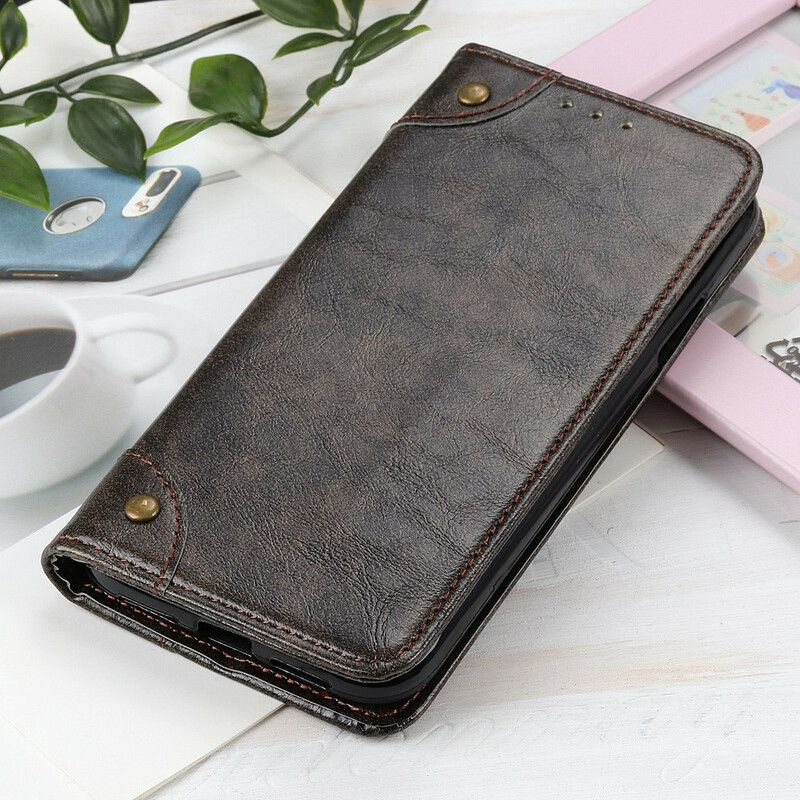 Folio Deksel Asus Zenfone 8 Split Leather Vintage Nagler Beskyttelse Deksel