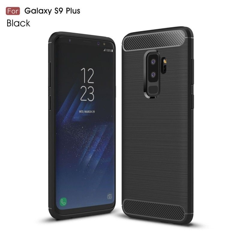 Deksel Samsung Galaxy S9 Plus Svart Børstet Karbonfiber