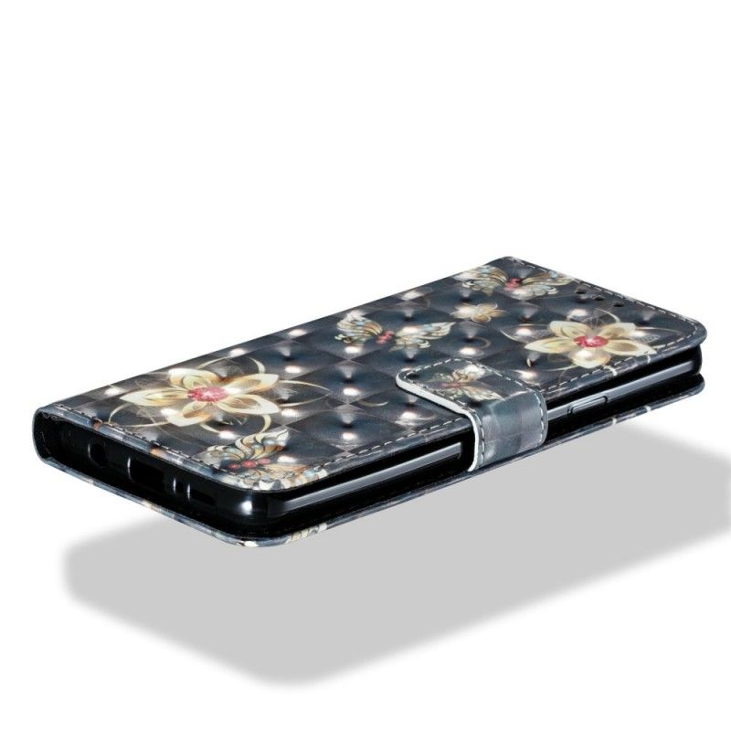 Lærdeksel Folio Deksel Samsung Galaxy S9 Plus Svart Retro Fargerike Blomster