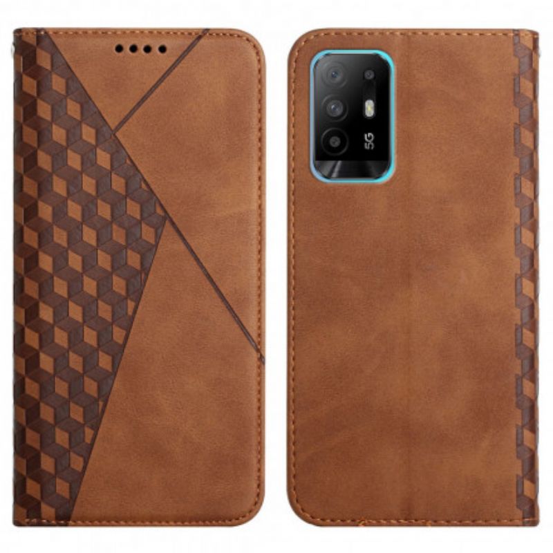 Folio Deksel Lær Oppo A94 5g Skin-touch Cubic Style