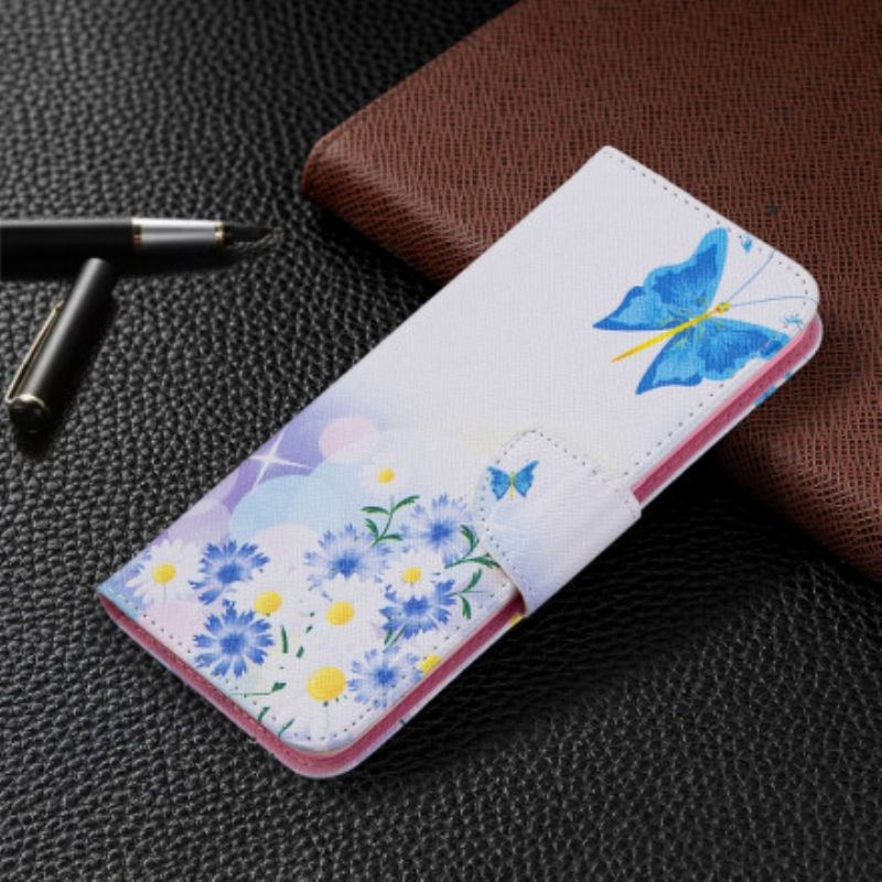 Folio Deksel Oppo A94 5g Malte Sommerfugler Og Blomster