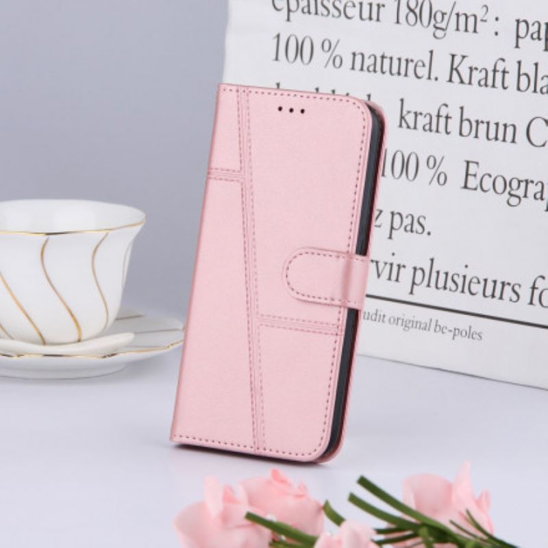 Lærdeksel Folio Deksel Oppo A94 5g Geo Leather Effect Strappy