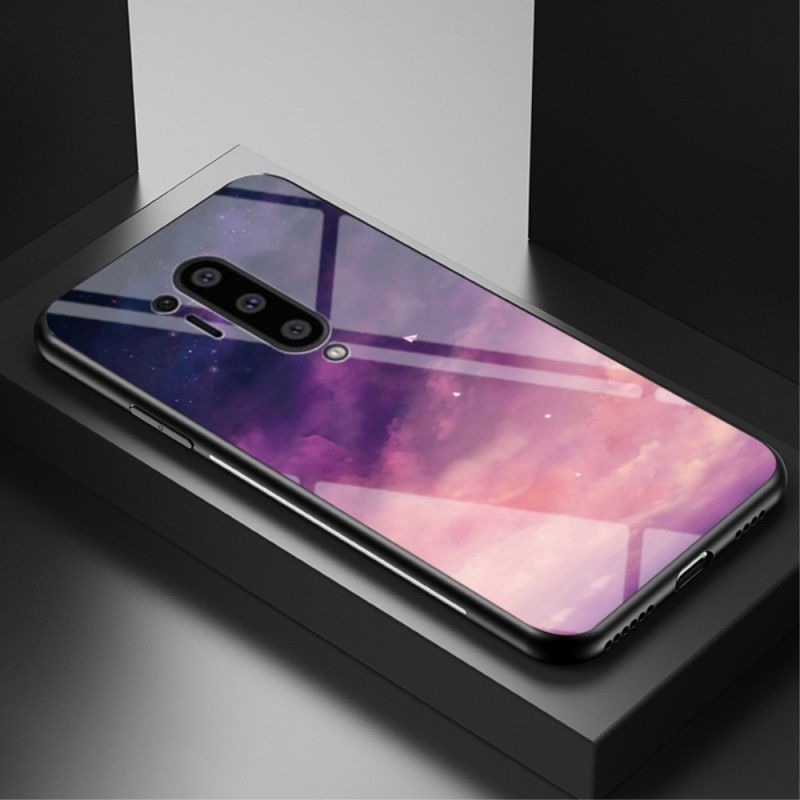 Deksel OnePlus 8 Pro Svart Mobildeksel Herdet Glass Med Stjernehimmel