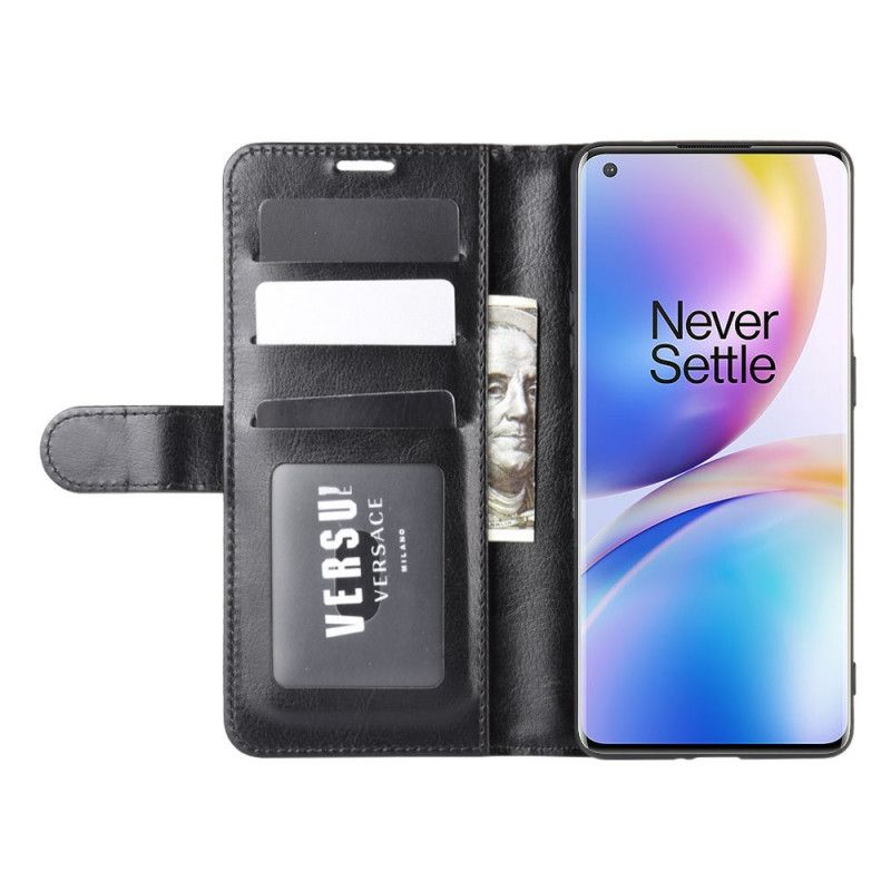 Folio Deksel for OnePlus 8 Pro Svart Finess Skinnstil